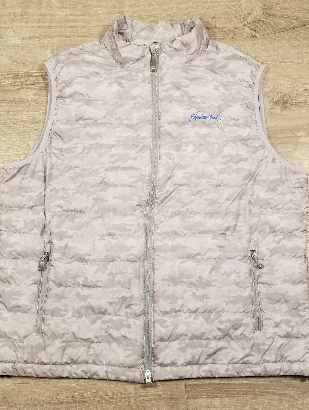 Peter Millar Crown Sport Hyperlight Quilted Golf Vest Gray Camo Shadow Creek XL